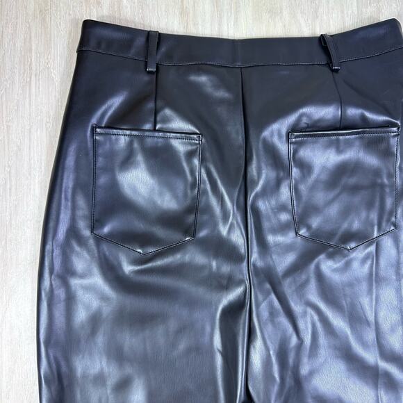 NWT Missguided Black Faux Leather Slim Leg High Rise Trousers Pants Size 12 - Picture 9 of 15